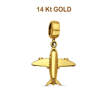 14K Yellow Gold Air Plane Charm for Mix&Match Pendant 22mmX16mm 1.9 grams
